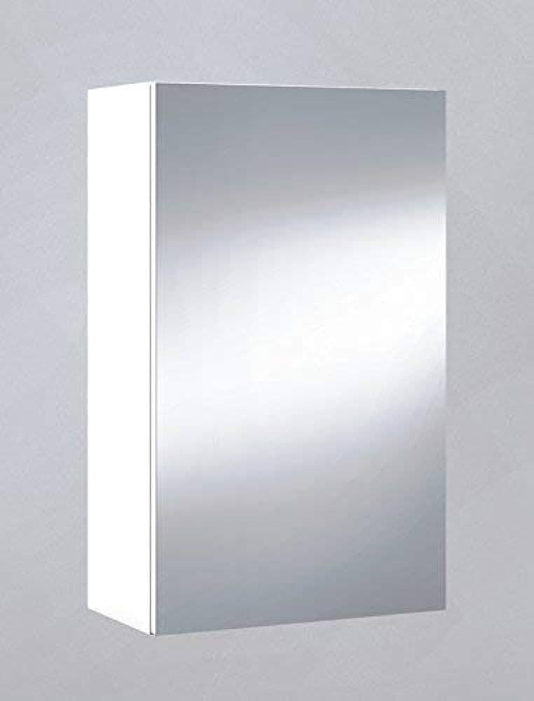 Garum White Bathroom Cabinet - Mirrored, 1 Door