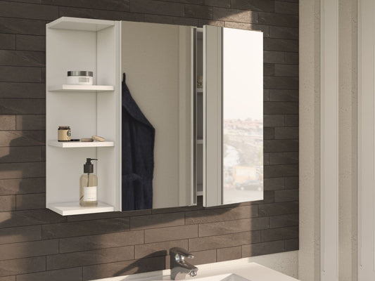Ilus White Bathroom Cabinet - Mirrored, 2 Door