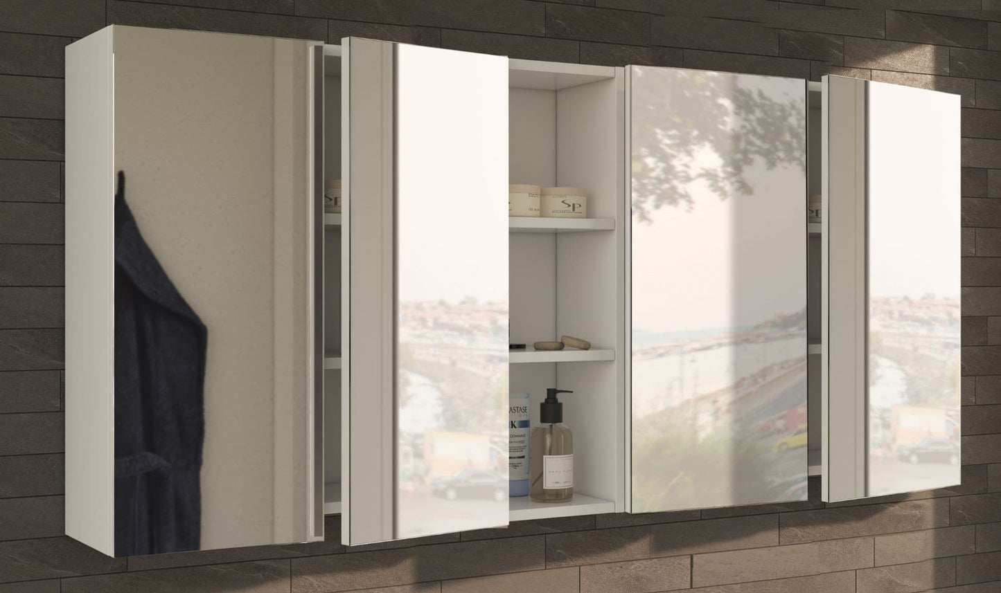 Ilus White Bathroom Cabinet - Mirrored, 2 Door