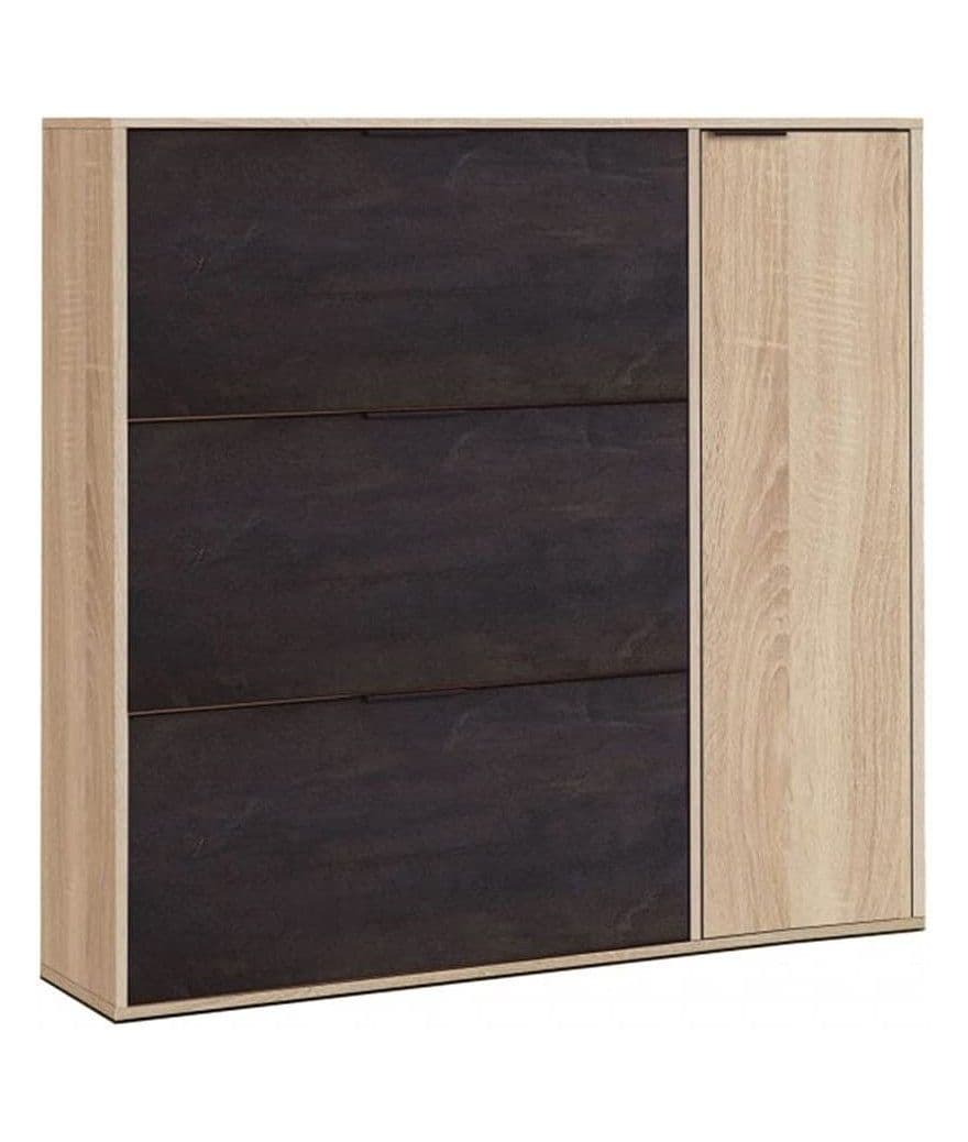 Ulum Oak & Brown Shoe Cabinet - 4 Door