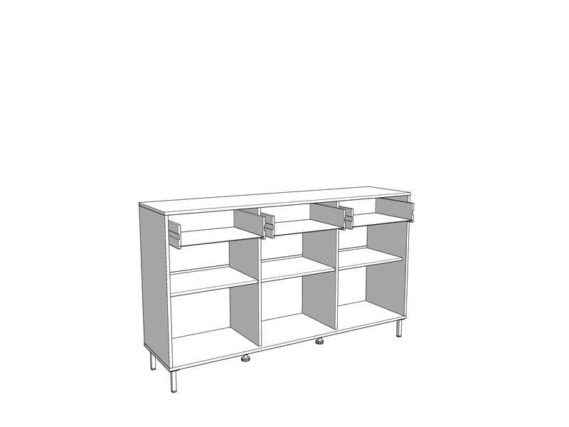 Fenion Oak & Black Sideboard - 3 Door, Slatted