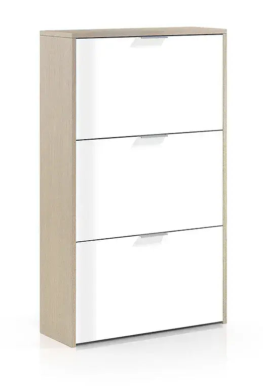 Oros White & Oak Shoe Cabinet - Storage
