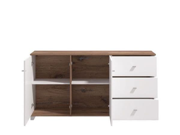 Wenos White & Oak Sideboard - Gloss Finish
