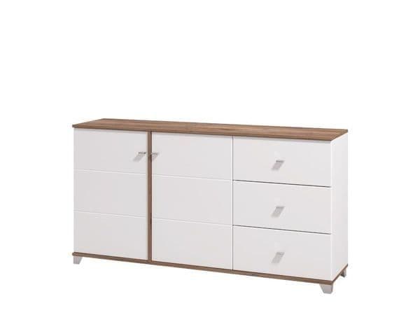Wenos White & Oak Sideboard - Gloss Finish