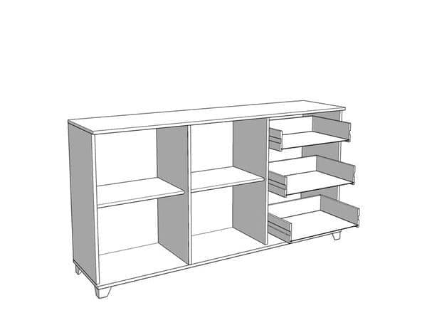 Wenos White & Oak Sideboard - Gloss Finish