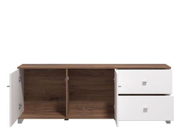 Selal White & Oak TV Unit - Gloss Finish