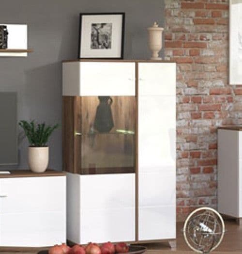 Gareo White & Oak Display Cabinet - Low Profile