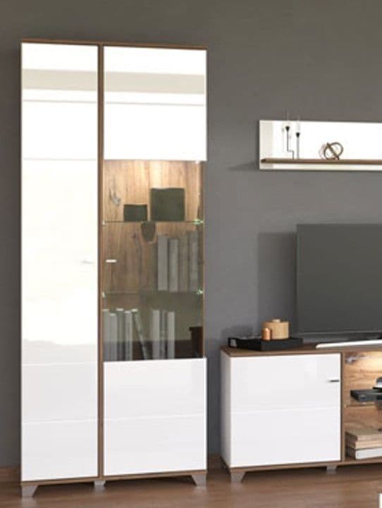 Belor White & Oak Display Cabinet - Gloss Finish
