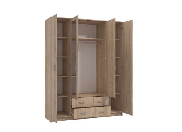 Noreth Oak Wardrobe - 4 Door, 2 Drawer