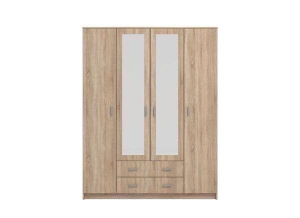 Noreth Oak Wardrobe - 4 Door, 2 Drawer