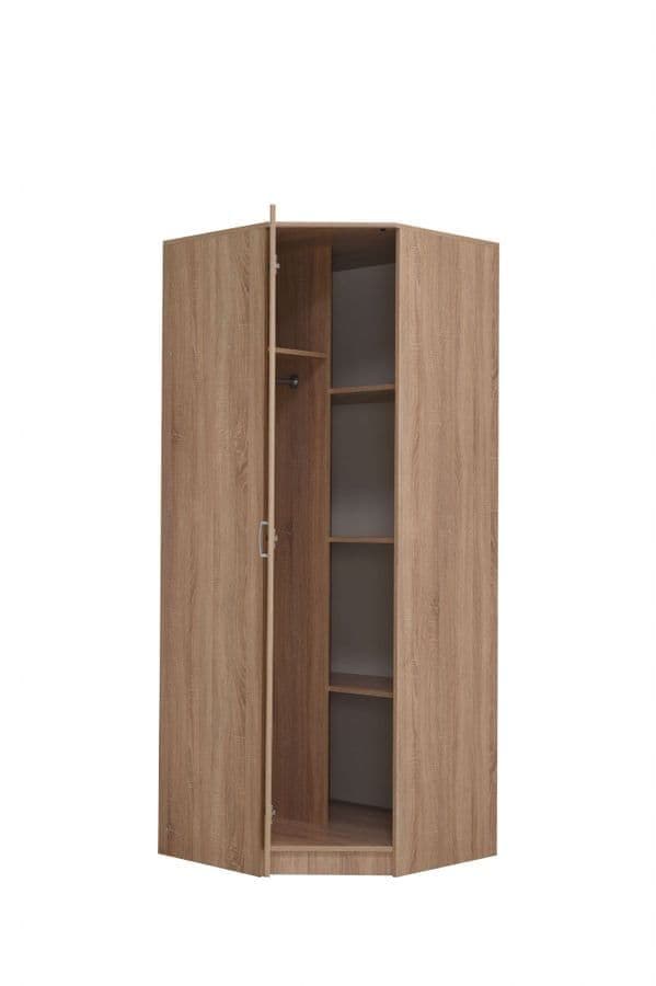 Oris Oak Corner Wardrobe - Space-Saving