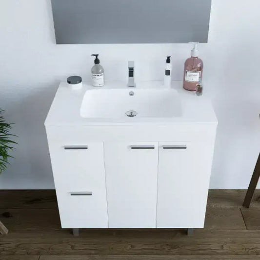 Ralion White Bathroom Vanity - Sink & Mirror