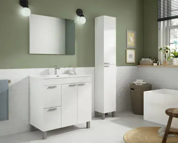 Ralion White Bathroom Vanity - Sink & Mirror