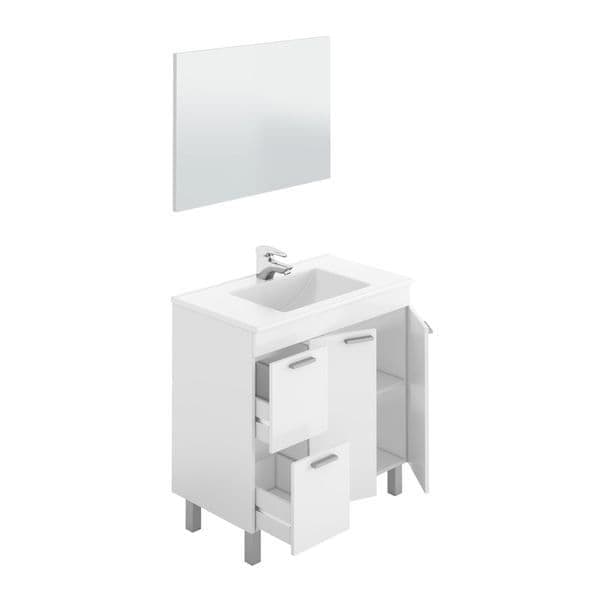 Ralion White Bathroom Vanity - Sink & Mirror