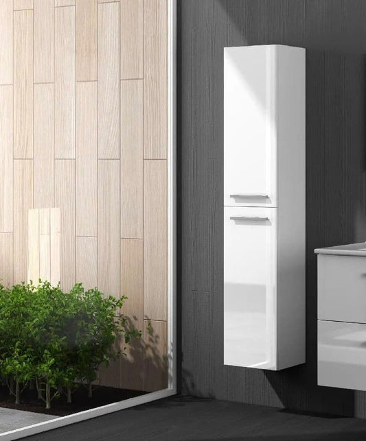 Keleth White Bathroom Cupboard - 2 Door, Floating