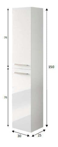 Keleth White Bathroom Cupboard - 2 Door, Floating