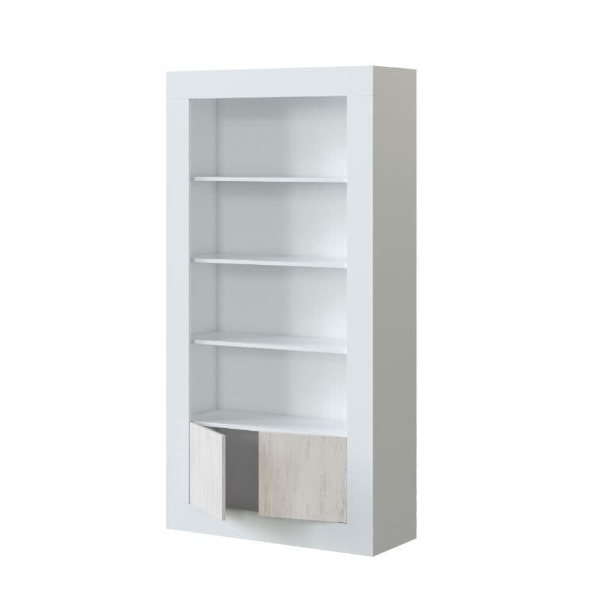 Wenis White & Wood Bookcase - Tall Storage