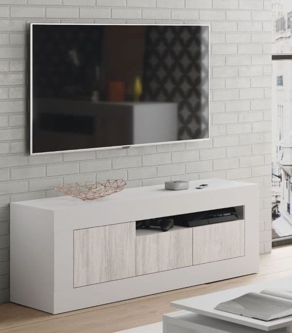 Belil White & Wood TV Unit - Modern