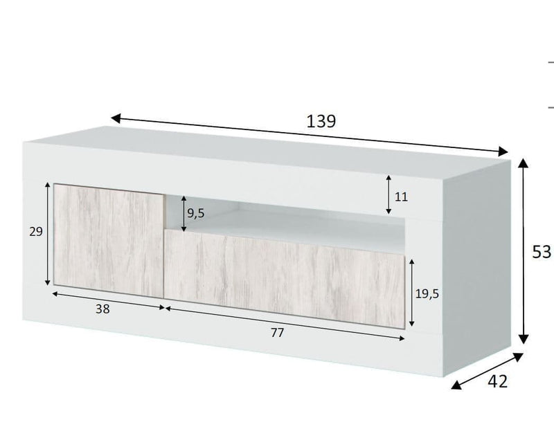 Belil White & Wood TV Unit - Modern