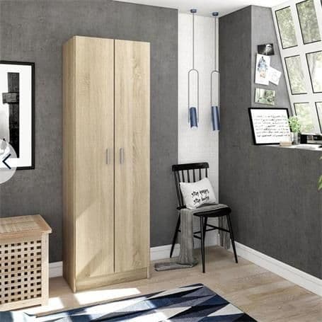 Peras Oak Wide Cupboard - Tall Storage