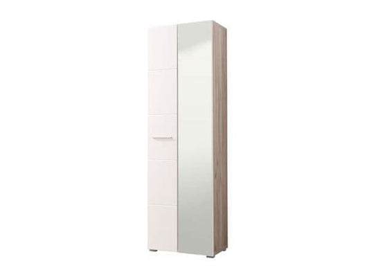 Xanil White & Oak Mirrored Wardrobe - Narrow