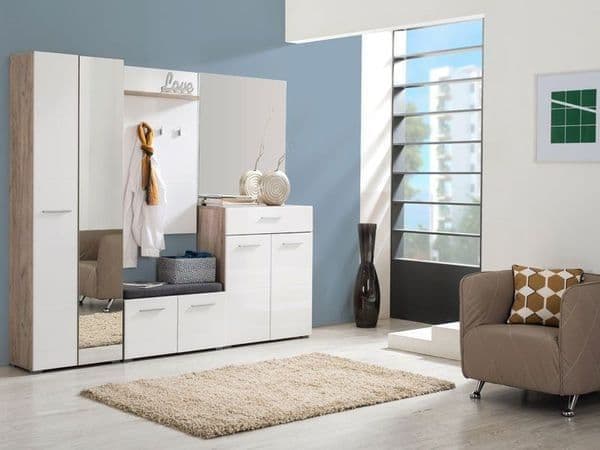 Xanil White & Oak Mirrored Wardrobe - Narrow