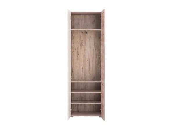 Xanil White & Oak Mirrored Wardrobe - Narrow