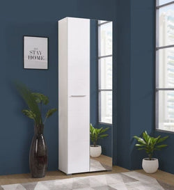 Helos White Mirrored Wardrobe - Narrow