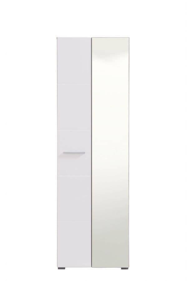 Helos White Mirrored Wardrobe - Narrow