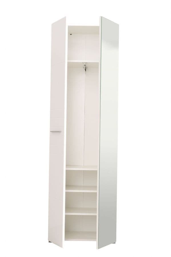 Helos White Mirrored Wardrobe - Narrow
