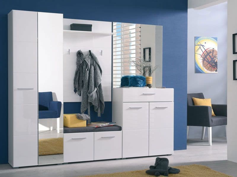 Helos White Mirrored Wardrobe - Narrow