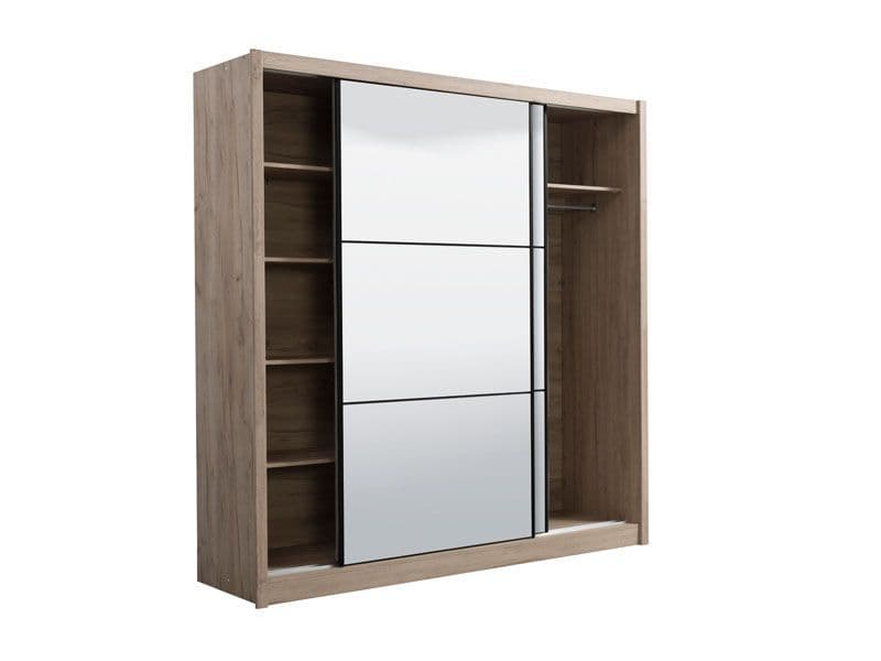 Maron Oak Mirrored Wardrobe - Sliding Door