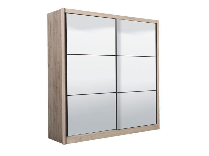 Maron Oak Mirrored Wardrobe - Sliding Door