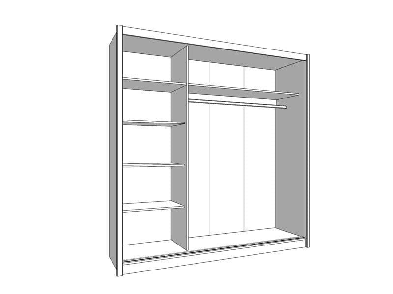 Maron Oak Mirrored Wardrobe - Sliding Door