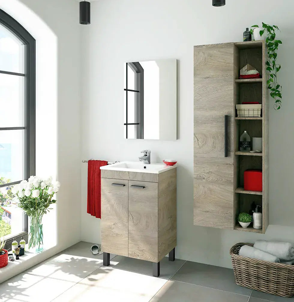 Belel Oak Bathroom Vanity - Wall Mounted