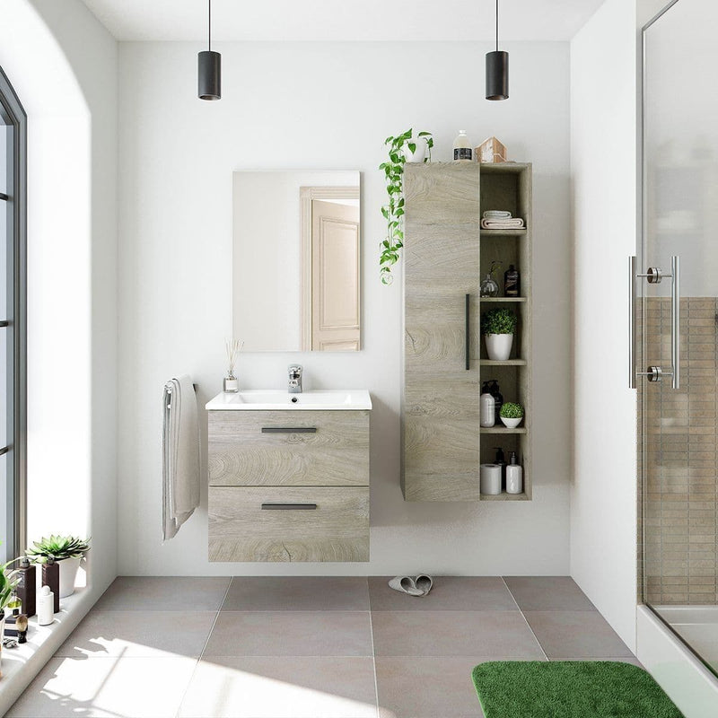 Belel Oak Bathroom Vanity - Wall Mounted