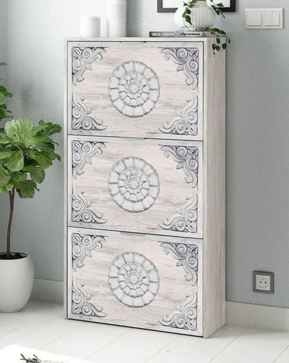 Ulur Grey & White Shoe Cabinet - 18 Pair