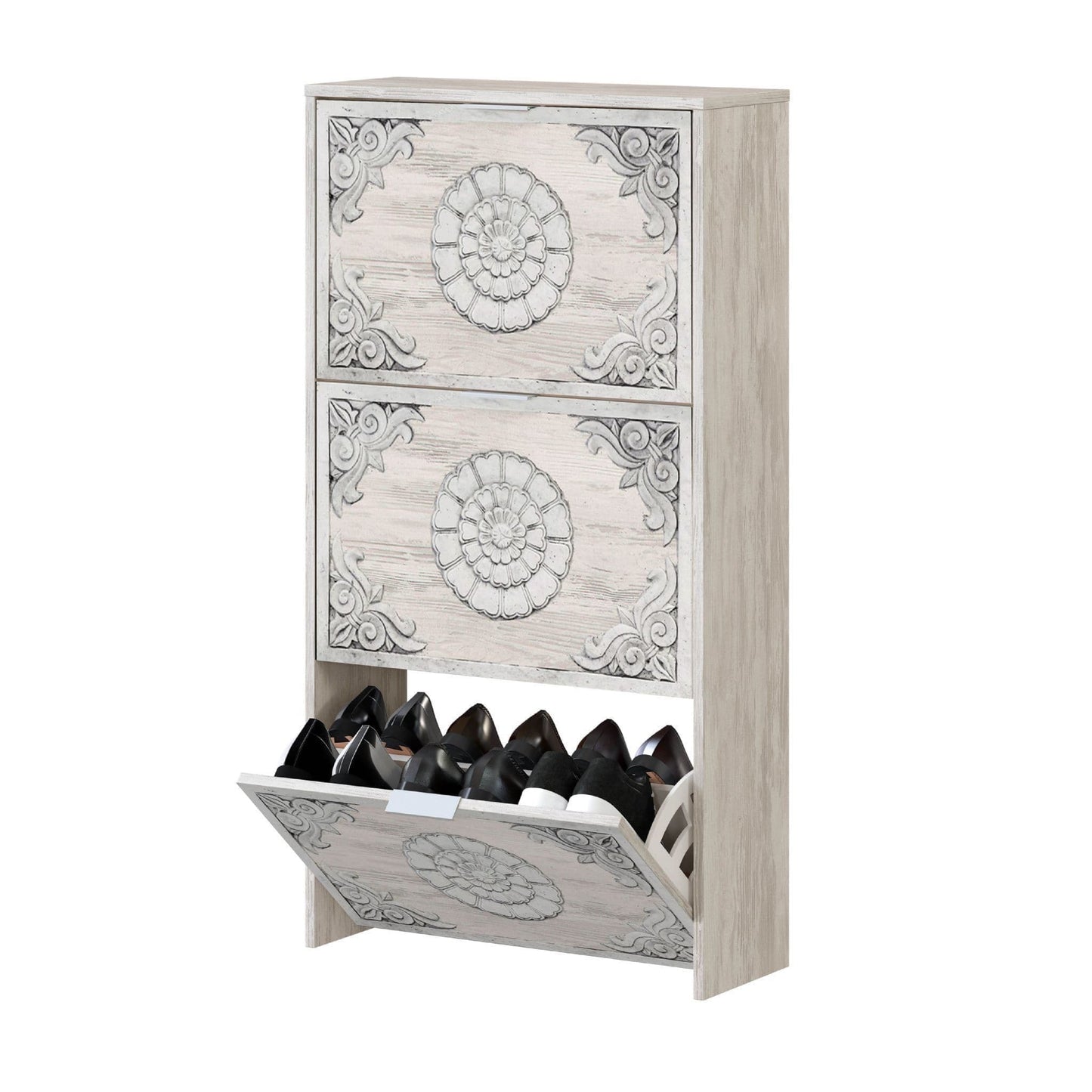 Ulur Grey & White Shoe Cabinet - 18 Pair