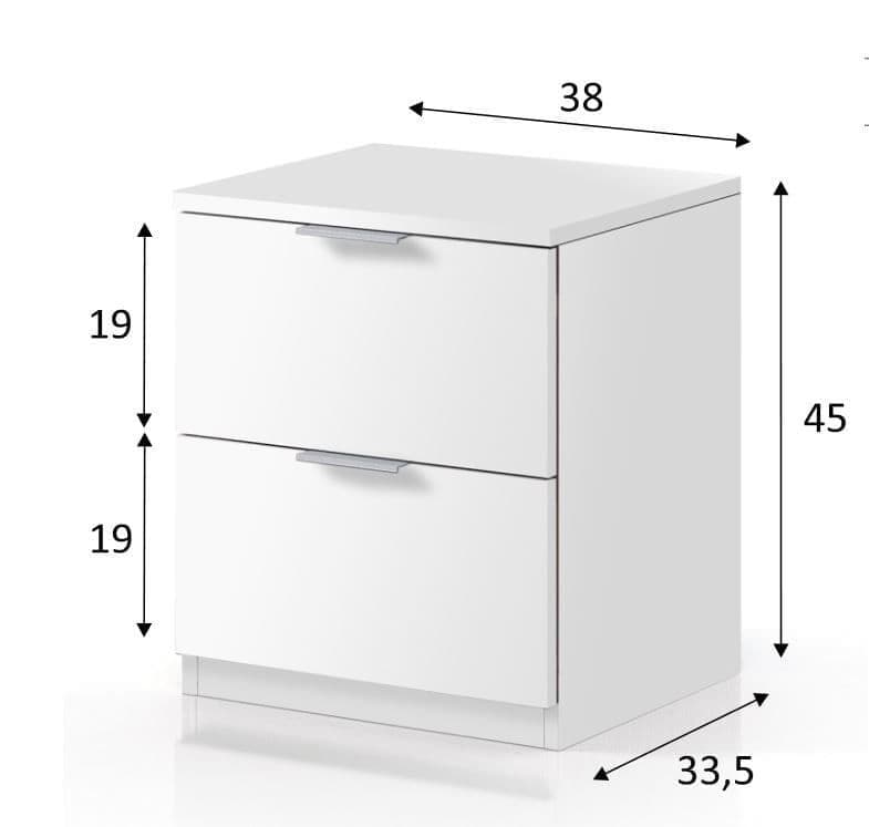 Elas White 2-Drawer Bedside Cabinet