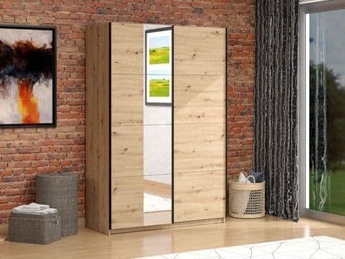 Selor Oak Sliding Wardrobe - Mirrored
