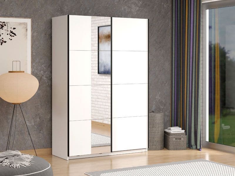 Selur White Sliding Wardrobe - Mirrored