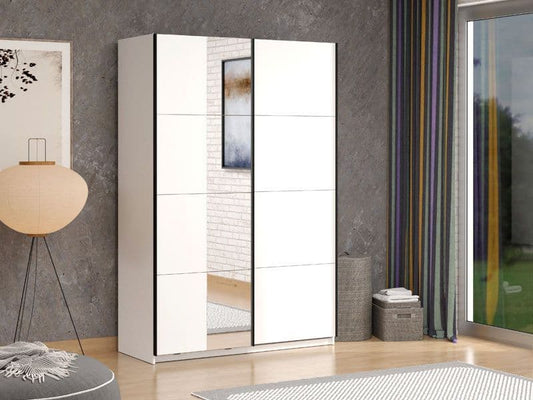 Selur White Sliding Wardrobe - Mirrored