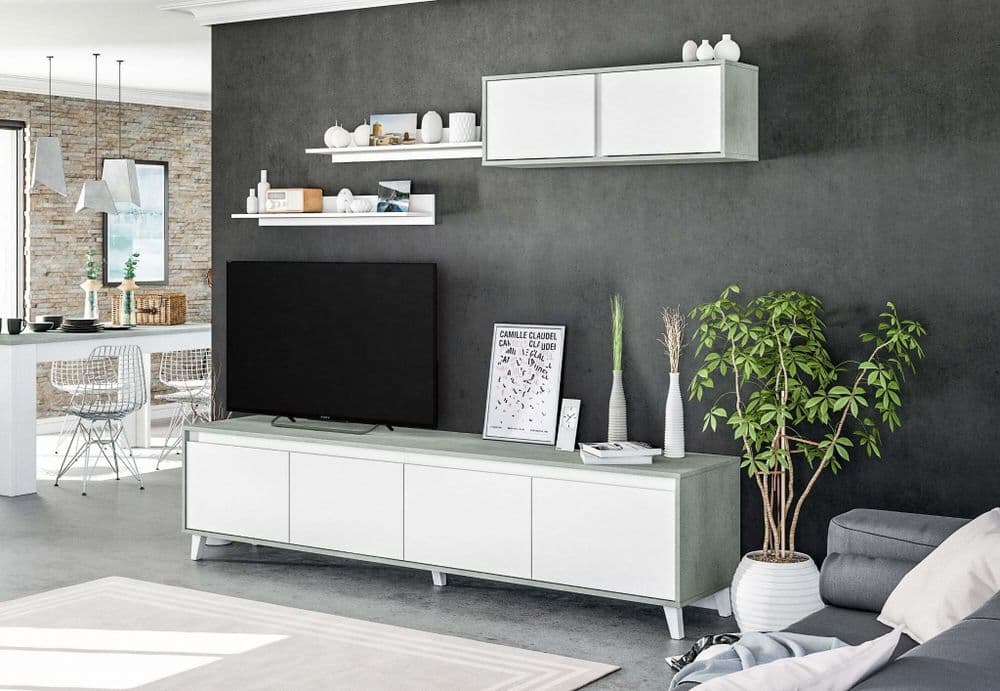 Alon Grey & White TV Cabinet - Modern