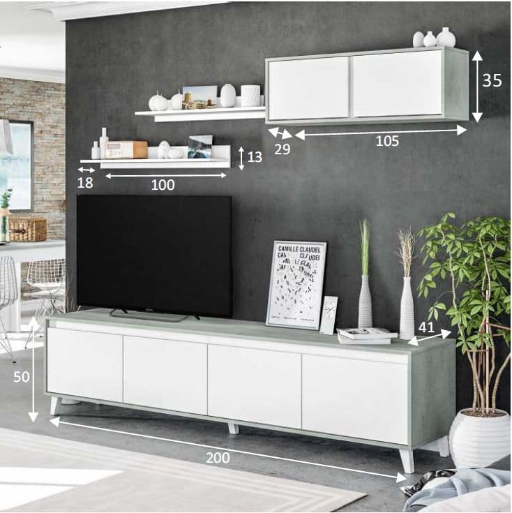 Alon Grey & White TV Cabinet - Modern