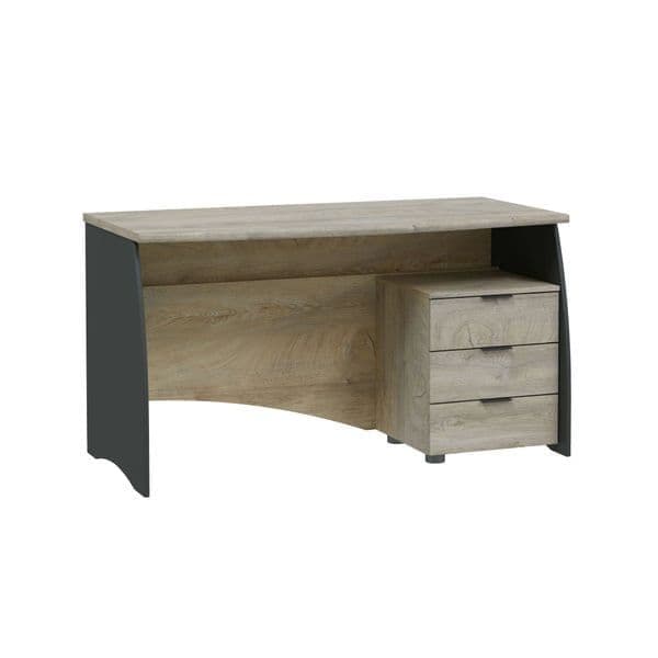 Darir Oak & Grey Desk - Large, With Drawers