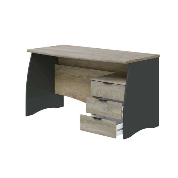 Darir Oak & Grey Desk - Large, With Drawers
