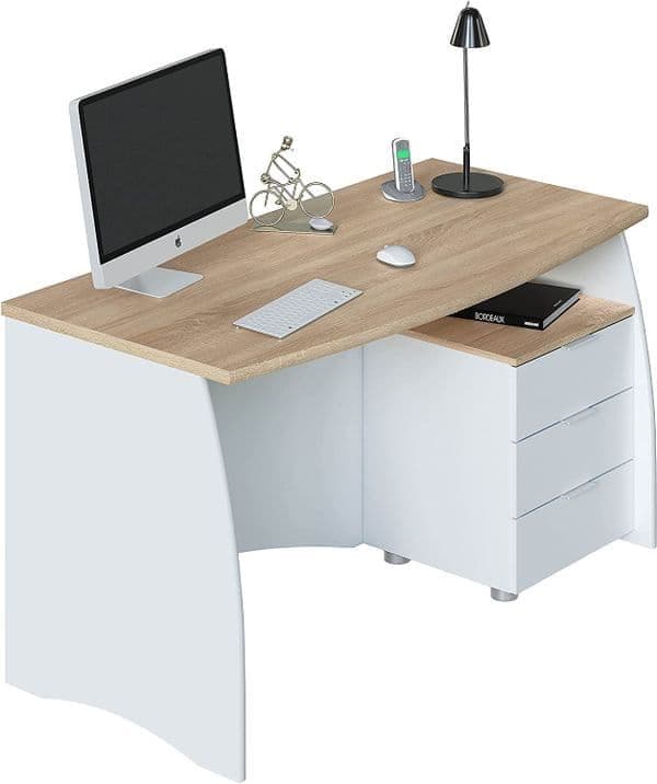 Ulas White & Oak Desk - Large, With Drawers