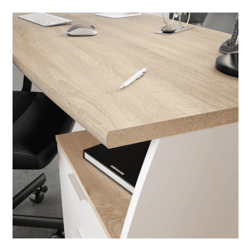 Ulas White & Oak Desk - Large, With Drawers