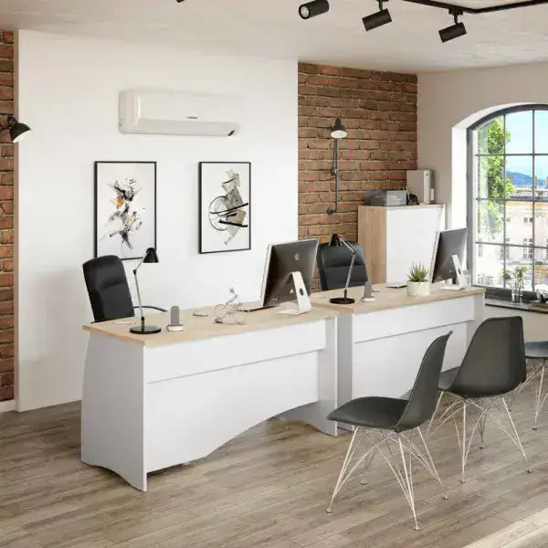 Ulas White & Oak Desk - Large, With Drawers