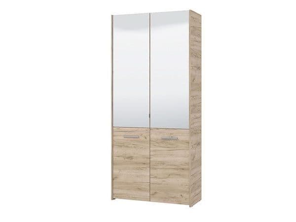 Fenan Oak Shoe Cabinet - Mirrored, 50 Pair